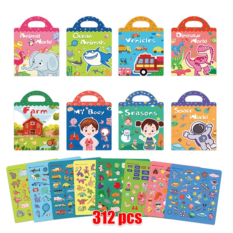 Custom Toddler And Kids Sticker Activity Book With Different Themes Waterproof Reusable DIY Sticker Books