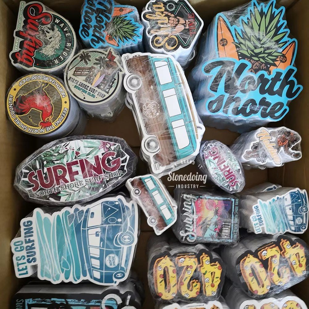 UV Resist Weatherproof Durable Crack Peel Self-Adhesive PVC Vinyl Sticker Printing Company Cartoon Logo Custom Dye Cut Stickers