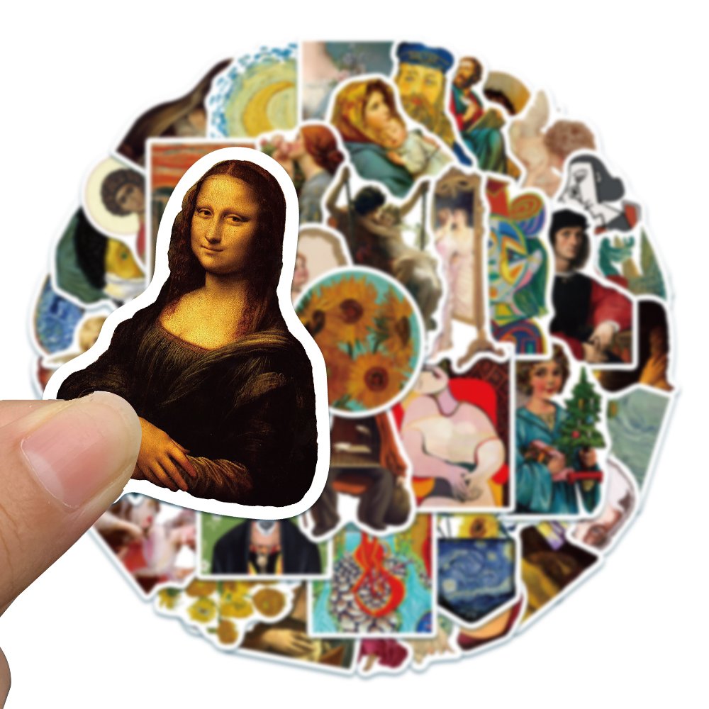50pcs Classic Artist Oil Painting Stickers Art Graffiti Decals Diy Laptop Luggage Motorcycle Skateboard Waterproof Gift Sticker