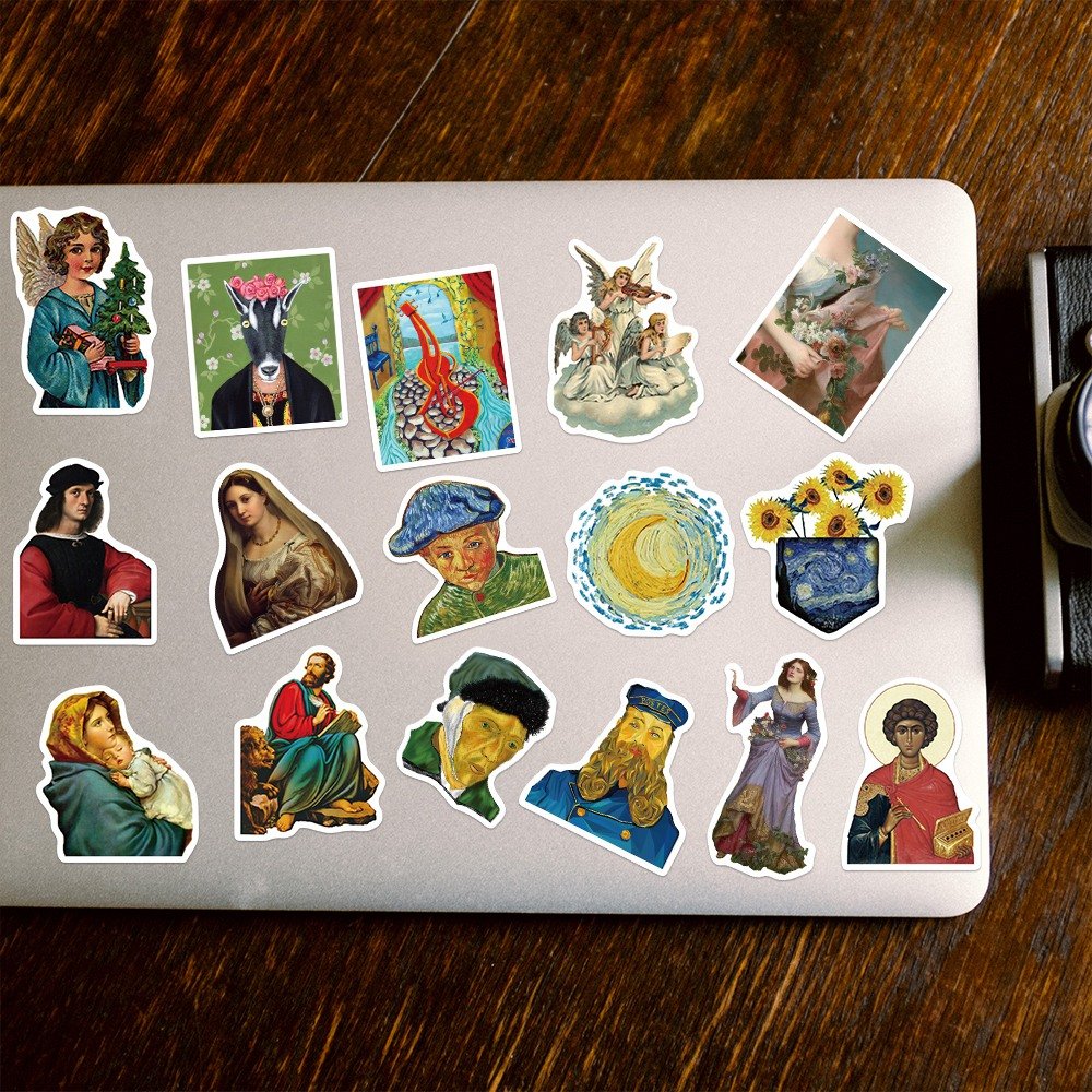 50pcs Classic Artist Oil Painting Stickers Art Graffiti Decals Diy Laptop Luggage Motorcycle Skateboard Waterproof Gift Sticker