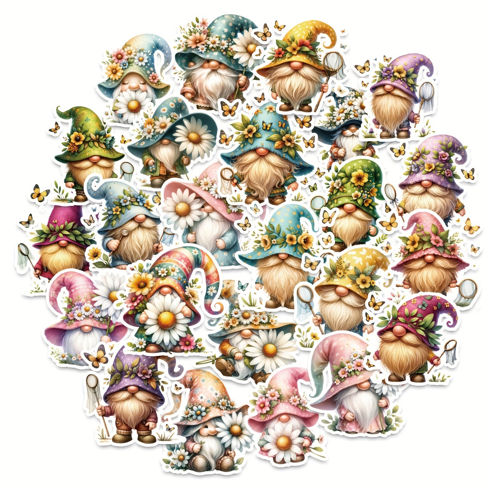 Wholesale Custom Doll Goblin Santa Claus Faceless Elf Gandalf Christmas Cartoon Stickers Scrapbooking 52 PCS Envelope Sealing