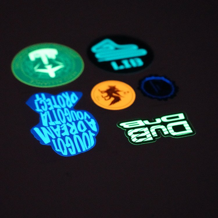 custom waterproof vinyl luminous cartoon stickers glow in dark stickers fluorescent stickers for laptop skateboard phone case