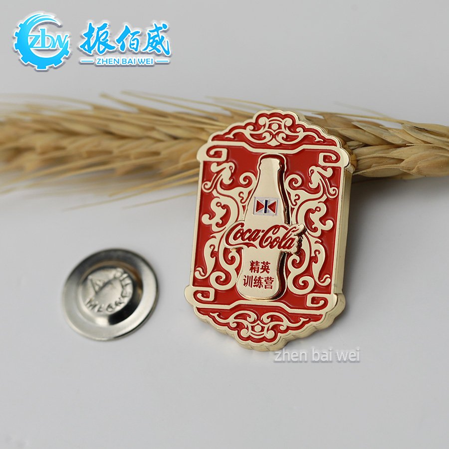 Factory custom plated rose gold two-in-one magnet badge custom metal soft enamel strong magnetic suction refrigerator magnet