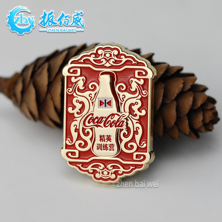 Factory custom plated rose gold two-in-one magnet badge custom metal soft enamel strong magnetic suction refrigerator magnet