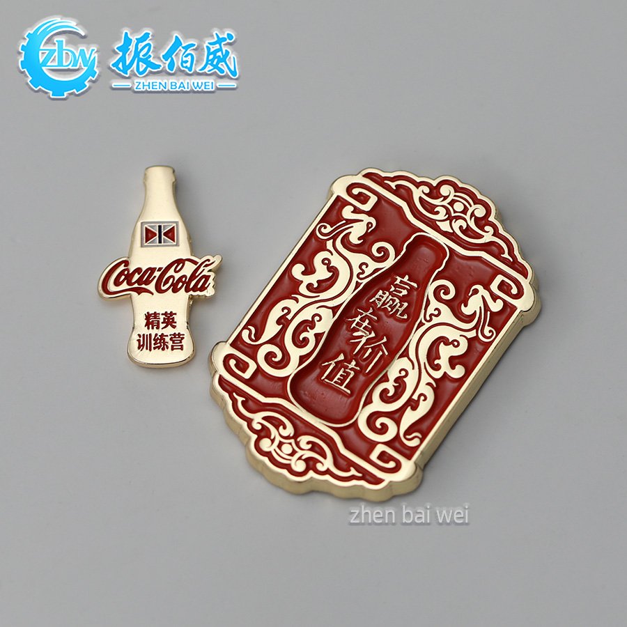 Factory custom plated rose gold two-in-one magnet badge custom metal soft enamel strong magnetic suction refrigerator magnet