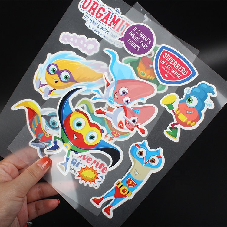 Custom Printed Cartoon Logo Kiss Cut Paper Self Adhesive Sticker Sheet