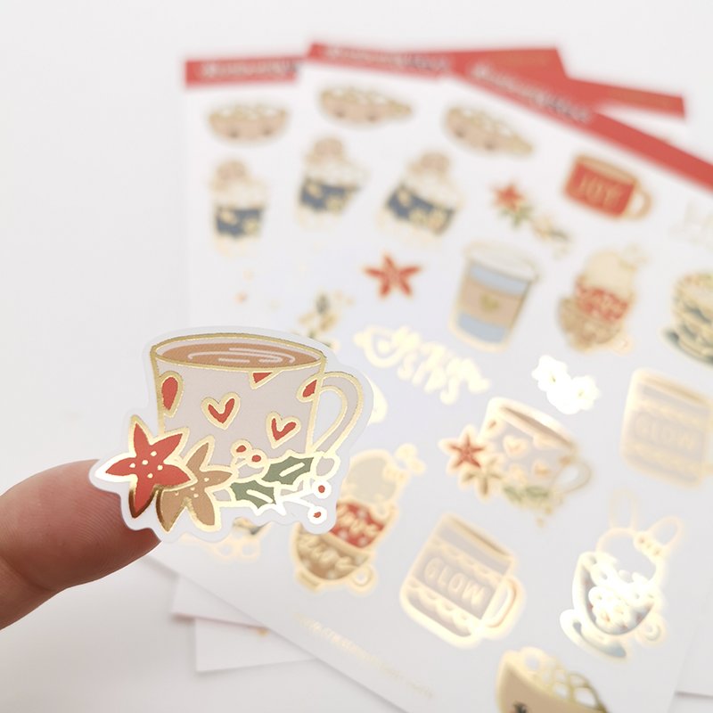 Custom Adhesive Foil Planner Sticker Sheet, A4 A5 Gold Foil Kiss Cut Sticker Sheet Printing