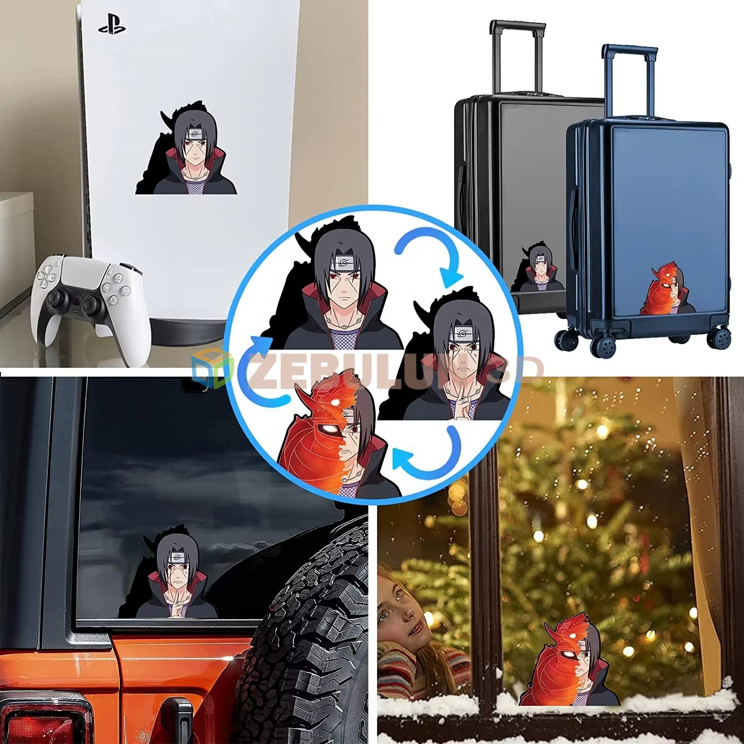 Classic Japan Anime Demon Slayer Dragonball Narutos One Pieces 3d Motion Raster Stickers Car Lenticular Decorative Art Sticker