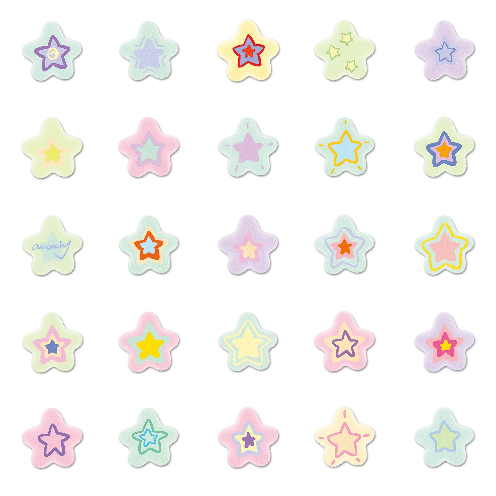 50Pcs Cartoon Star Cute Children Graffiti Stickers For Bottle Book Decor Hand Painting Little Star Sticker