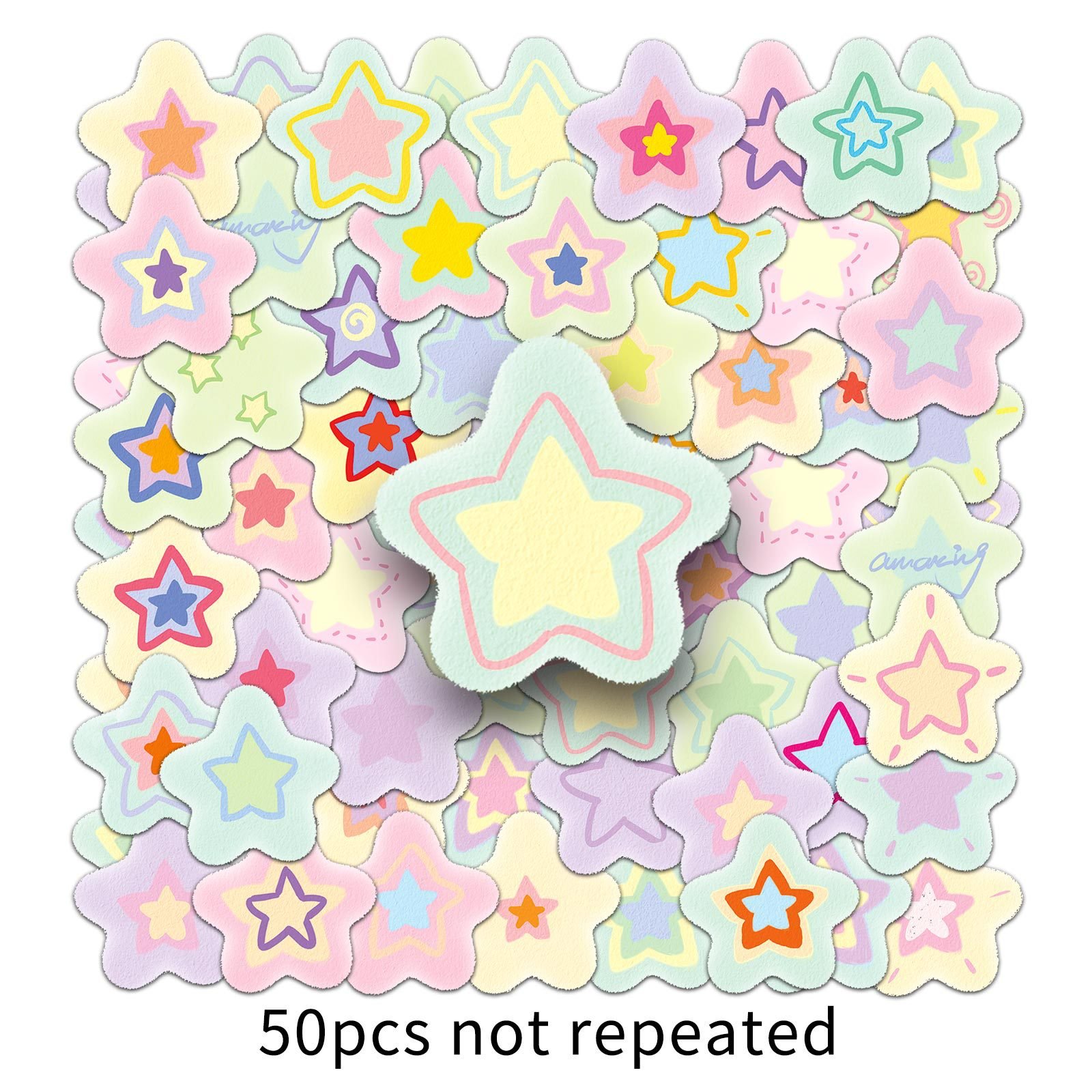 50Pcs Cartoon Star Cute Children Graffiti Stickers For Bottle Book Decor Hand Painting Little Star Sticker