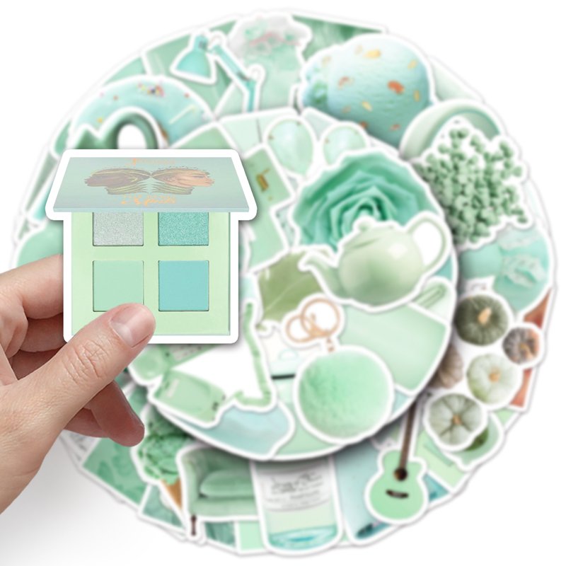50Pcs Factory Outlet Sale Waterproof Custom Sticker Partysu Cartoon Graffiti Mint Green INS Style Stickers