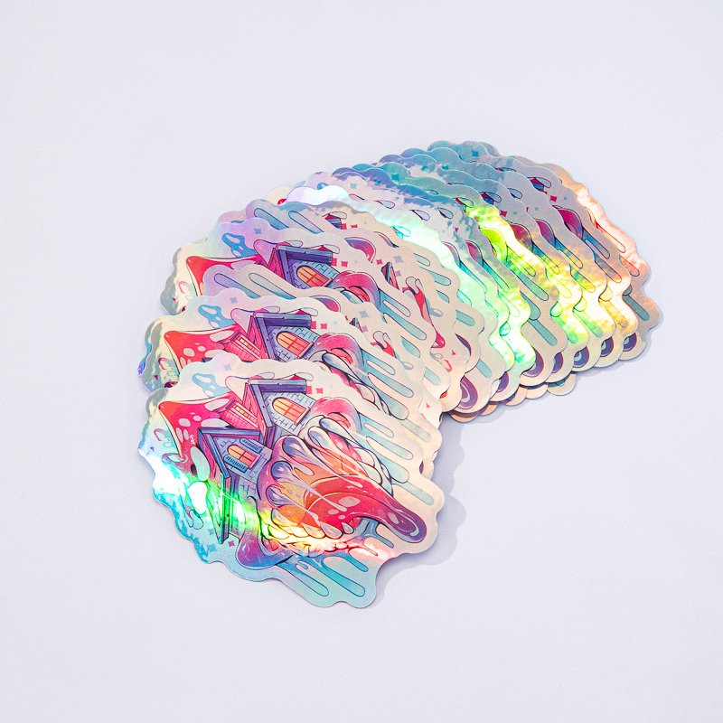 Custom Vinyl Printing Digital Logo Label Die Cut Laser Reflective Holographic Stickers rainbow glitter holographic sticker