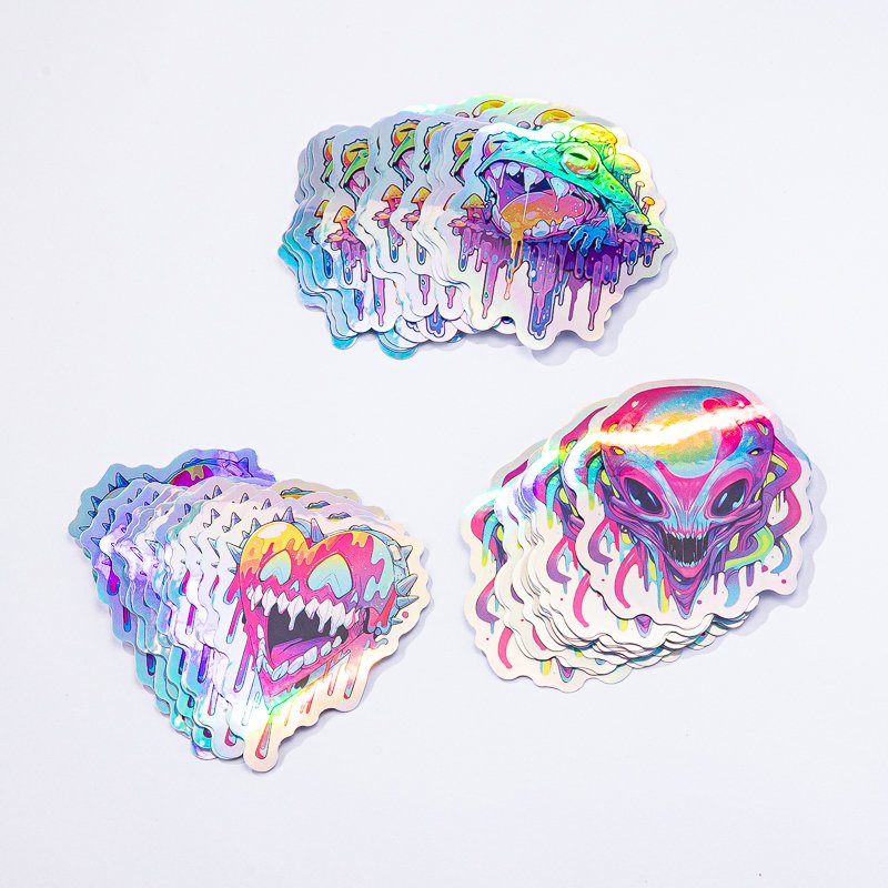 Custom Vinyl Printing Digital Logo Label Die Cut Laser Reflective Holographic Stickers rainbow glitter holographic sticker