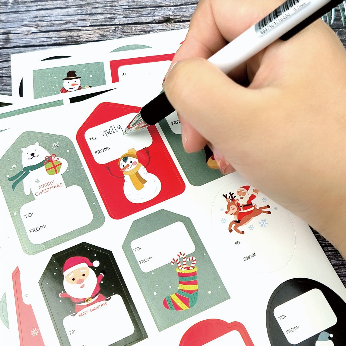 Christmas stickers custom cartoon die cut stickers printing adhesive gift packaging labels merry christmas stickers