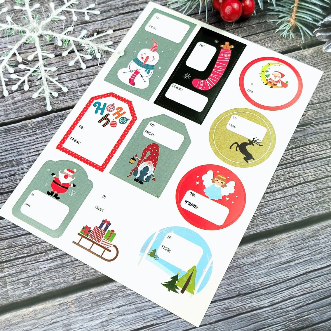 Christmas stickers custom cartoon die cut stickers printing adhesive gift packaging labels merry christmas stickers