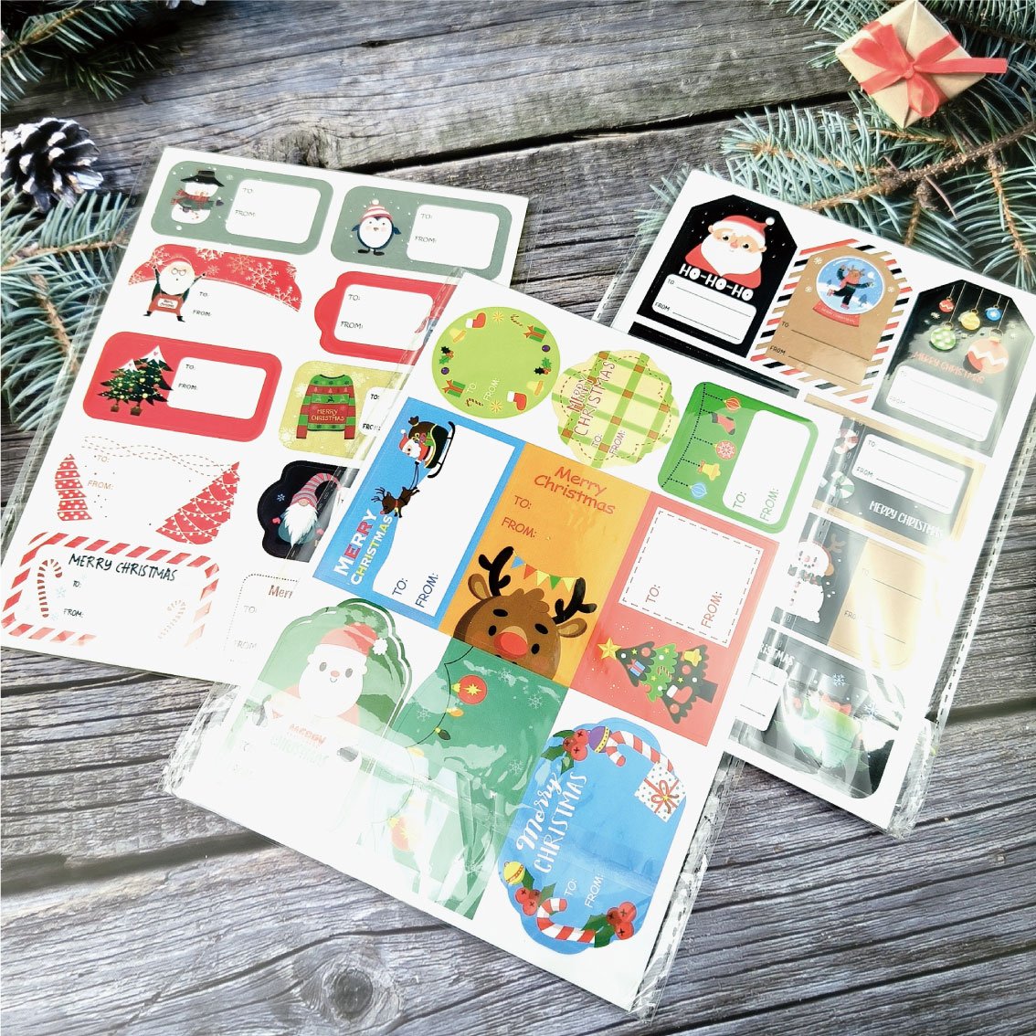 Christmas stickers custom cartoon die cut stickers printing adhesive gift packaging labels merry christmas stickers