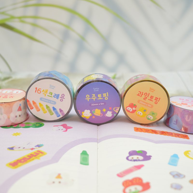 Customized Cartoon Pattern Style Clear Printed Sticker Waterproof Cute Transparent Kiss Cut Washi Tape