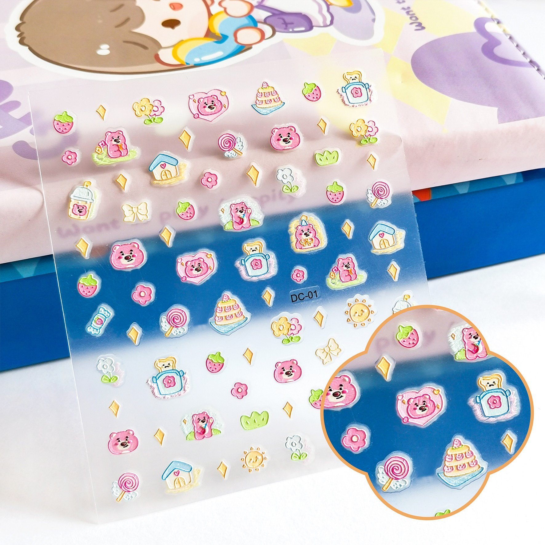 2024 NewArrival: 5D Embossed 3D Nail Stickers, Eco-friendly Cute Children's Nail Decoration, Luminous Cartoon Stickers, Nail Art