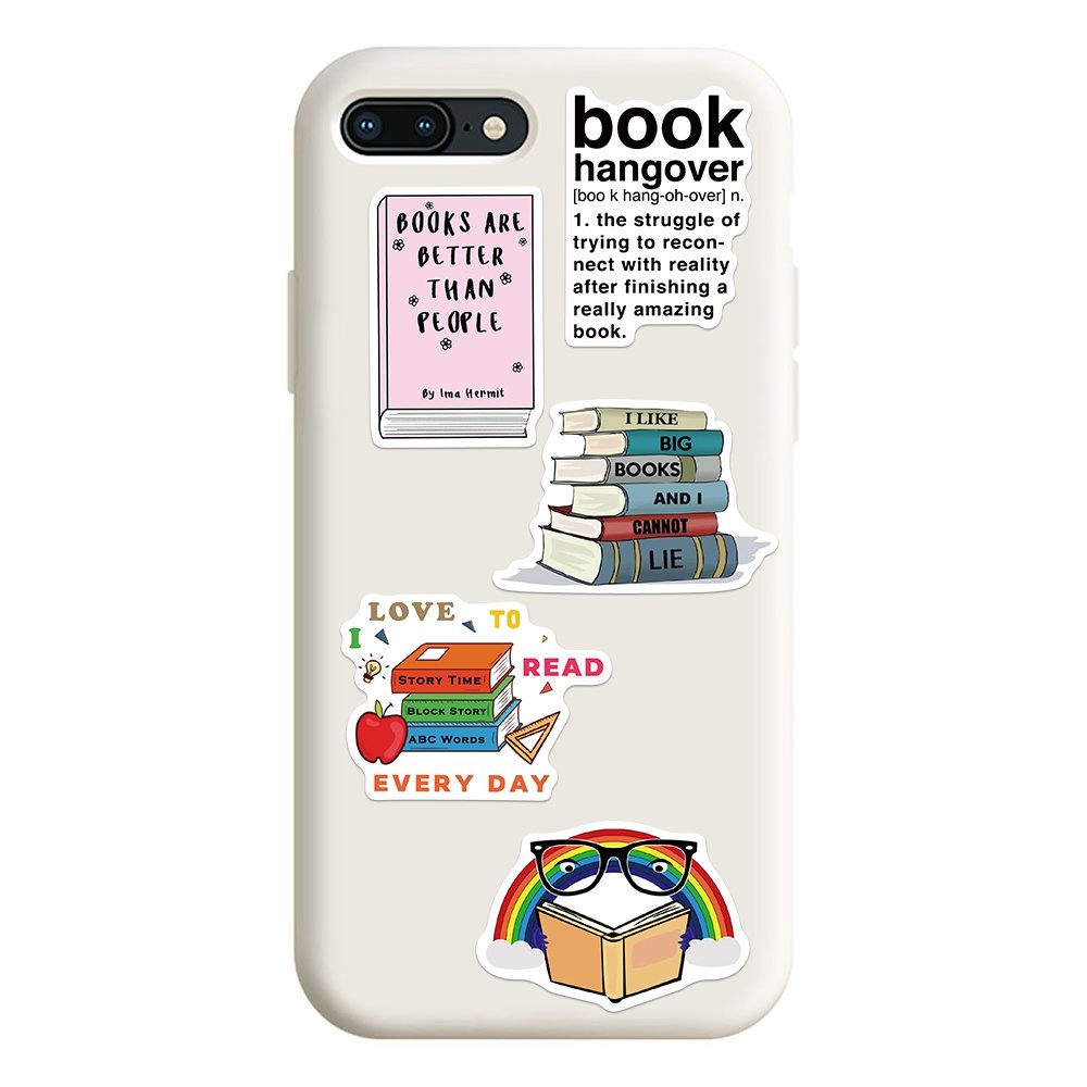 50pcs Reading Book Waterproof Pvc Stickers to Diy Notebook Diary Motorcycle Skateboard Computer Luggage Cartoon Graffiti Decals