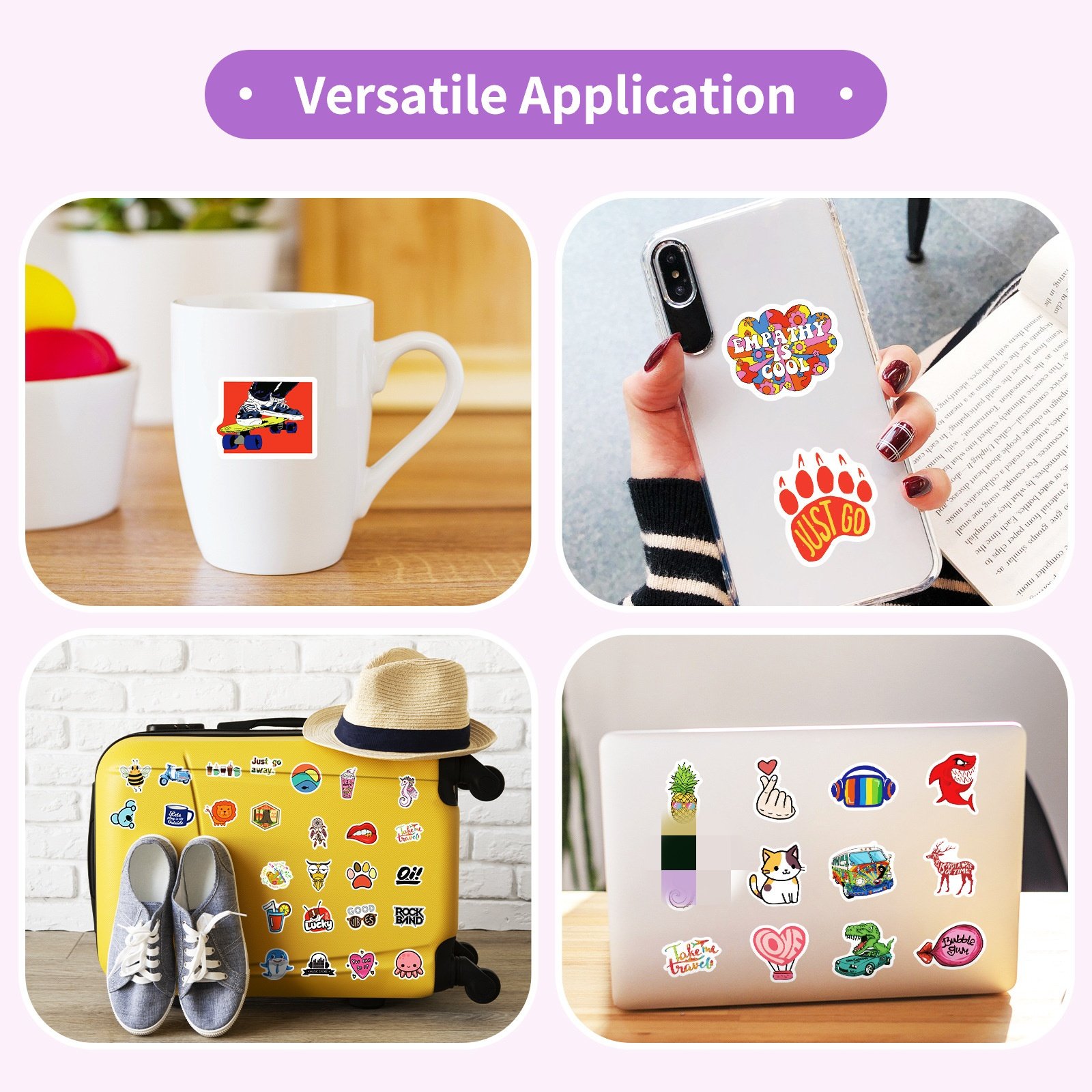 100PCS Fashional hippie style cartoon animals travelling sticker