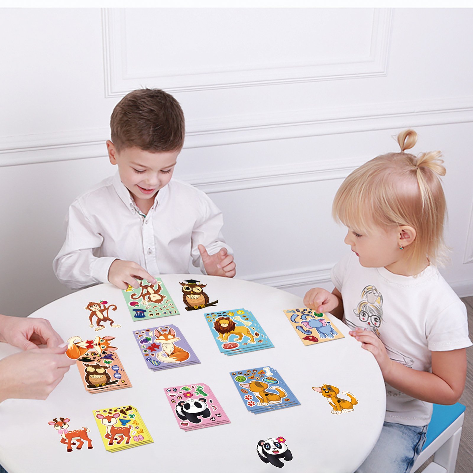 Make A Face Cartoon Animal Stickers Cartoon Book Crafts For Kids DIY Party Puzzle Face Change Sticker