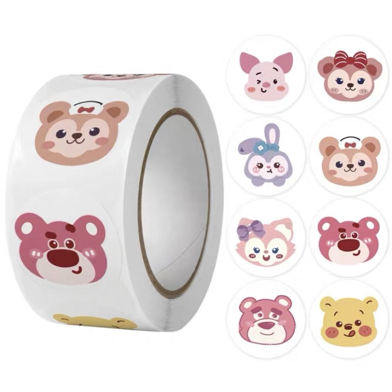 Wholesale Custom Self-Adhesive Roll Labels Cute Cartoon Packaging Stickers Reward and Gift Sticker for Kids