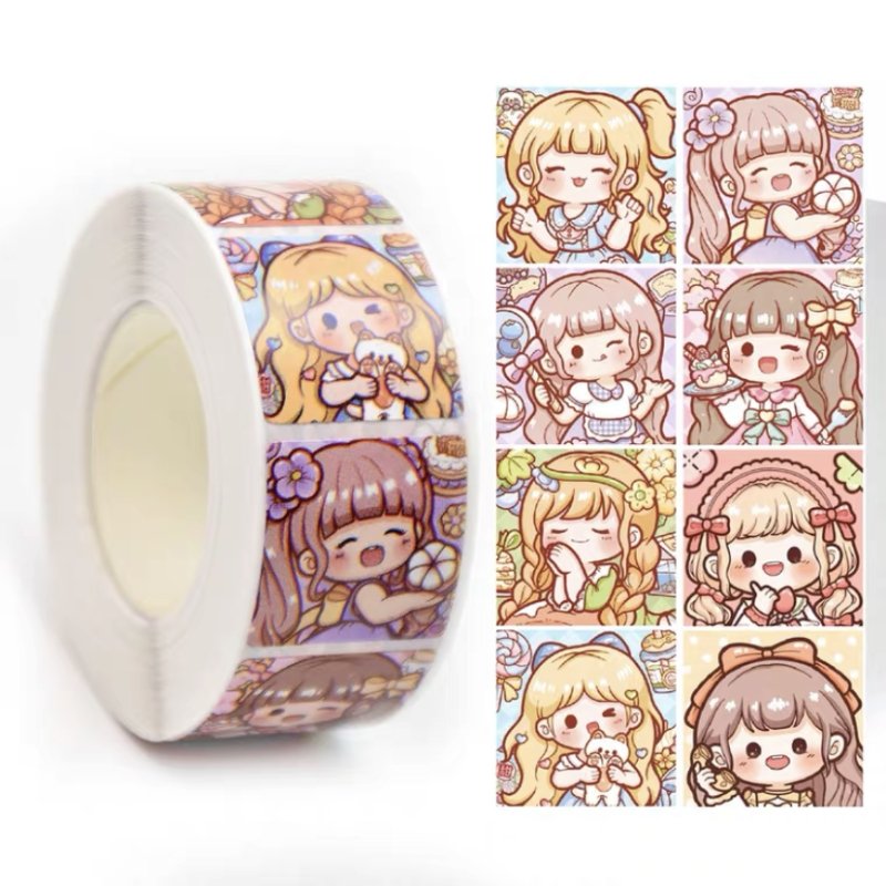 Wholesale Custom Self-Adhesive Roll Labels Cute Cartoon Packaging Stickers Reward and Gift Sticker for Kids
