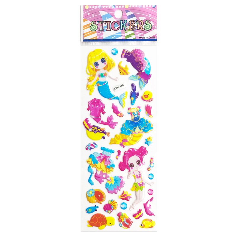 Best Quality Princess Dress Up Cartoon Girl Stickers 3d Puffy Waterproof Cartoon animal sticker