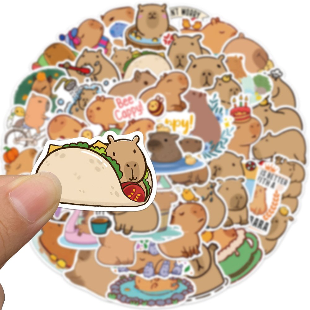50PCS Cute Capybara Animal Stickers Car Motorcycle Travel Luggage Phone Guitar Laptop Cartoon helmet Decal Kid Gift Toys