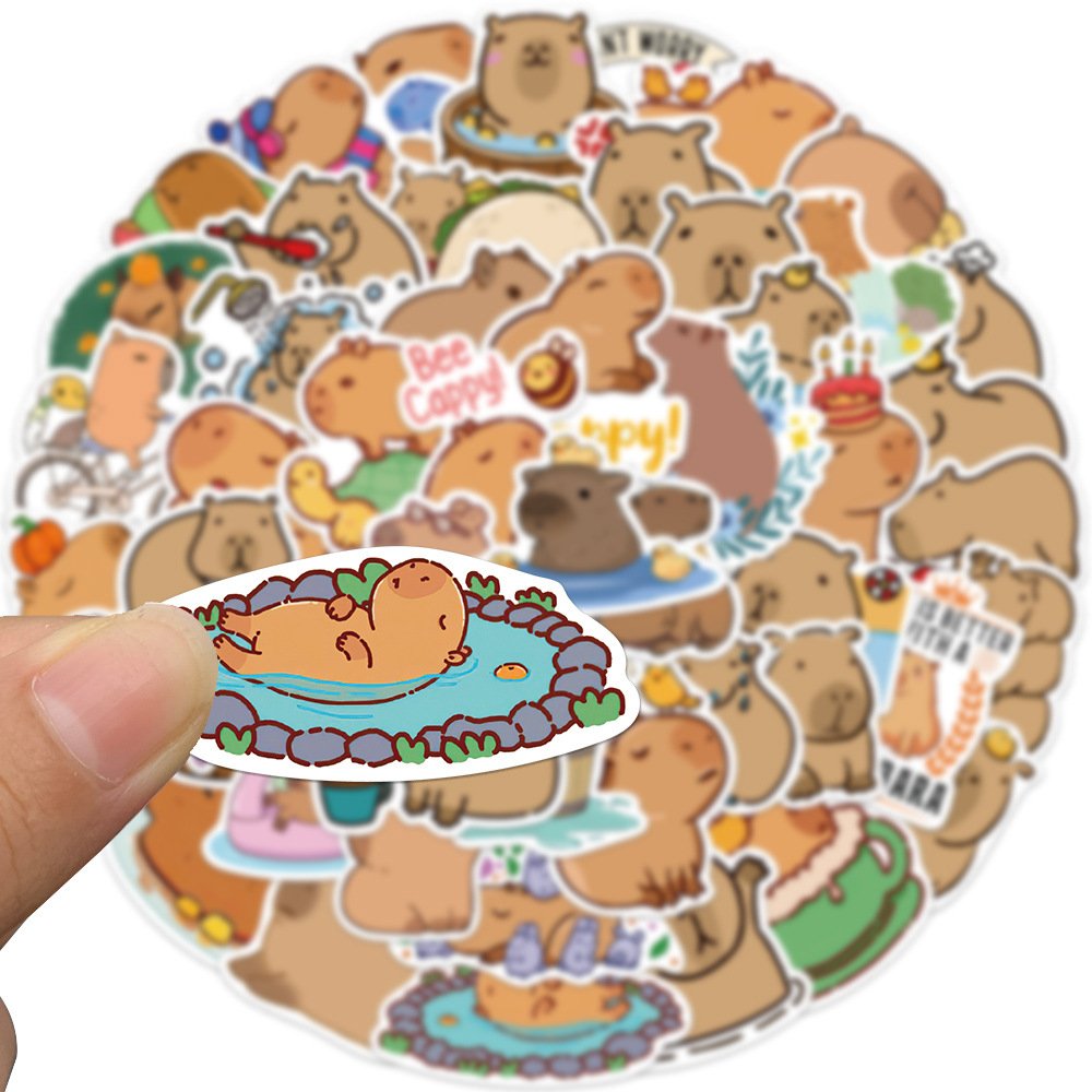 50PCS Cute Capybara Animal Stickers Car Motorcycle Travel Luggage Phone Guitar Laptop Cartoon helmet Decal Kid Gift Toys