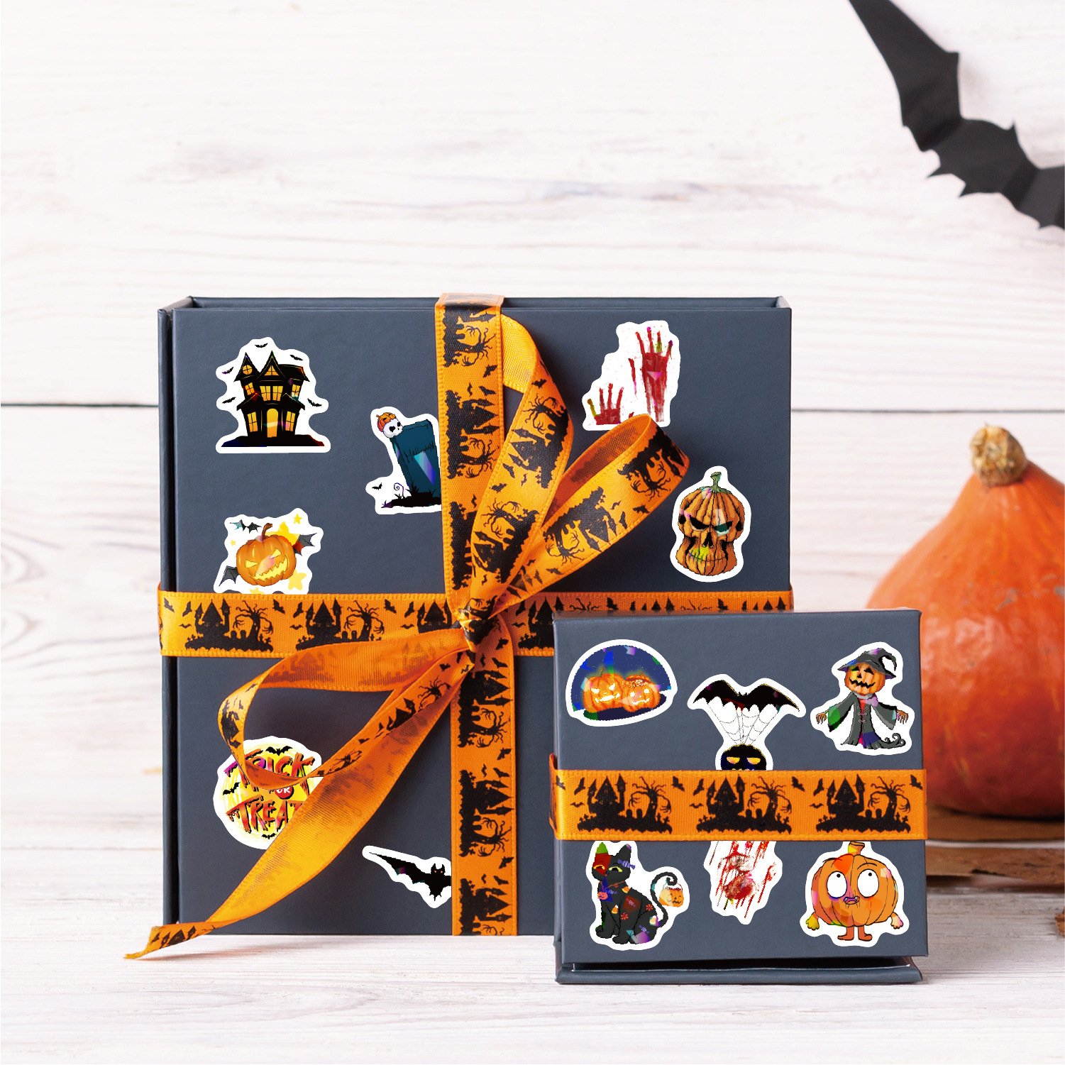 Halloween Holographic Sticker Sheets Self-adhesive Waterproof Party Decoration Stationery Stickers Cartoon Holiday Gift for Kids