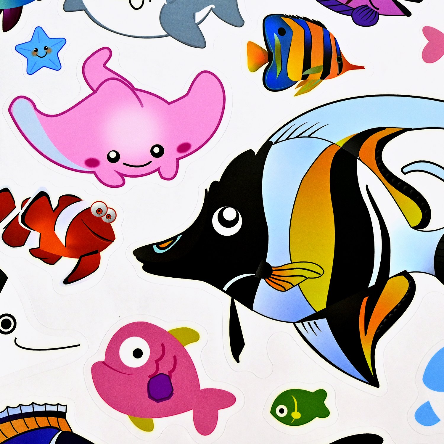 kindergarten Fresh seafood shop decoration early education cartoon animal glass center door film static electricity stickers