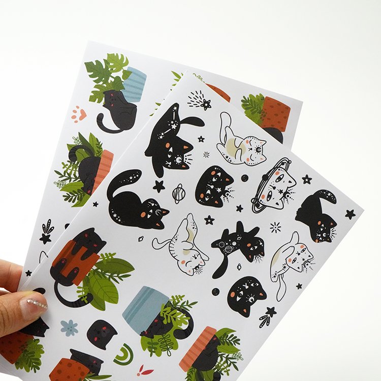 Custom Printing Cartoon Sticker Vinyl Die Cut Sticker Sheet Removable Kiss Cut Vinyl Stickers Sheet