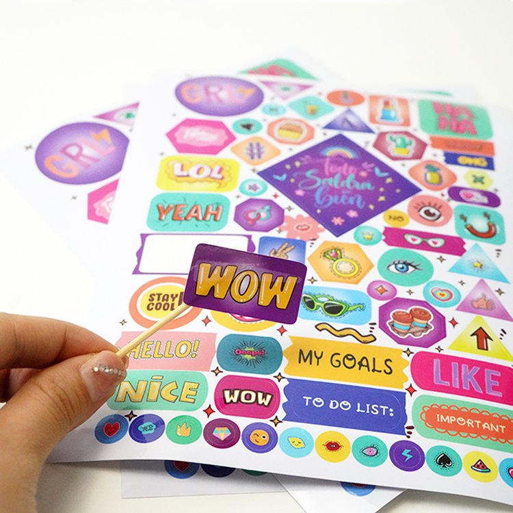 Custom Printing Cartoon Sticker Vinyl Die Cut Sticker Sheet Removable Kiss Cut Vinyl Stickers Sheet