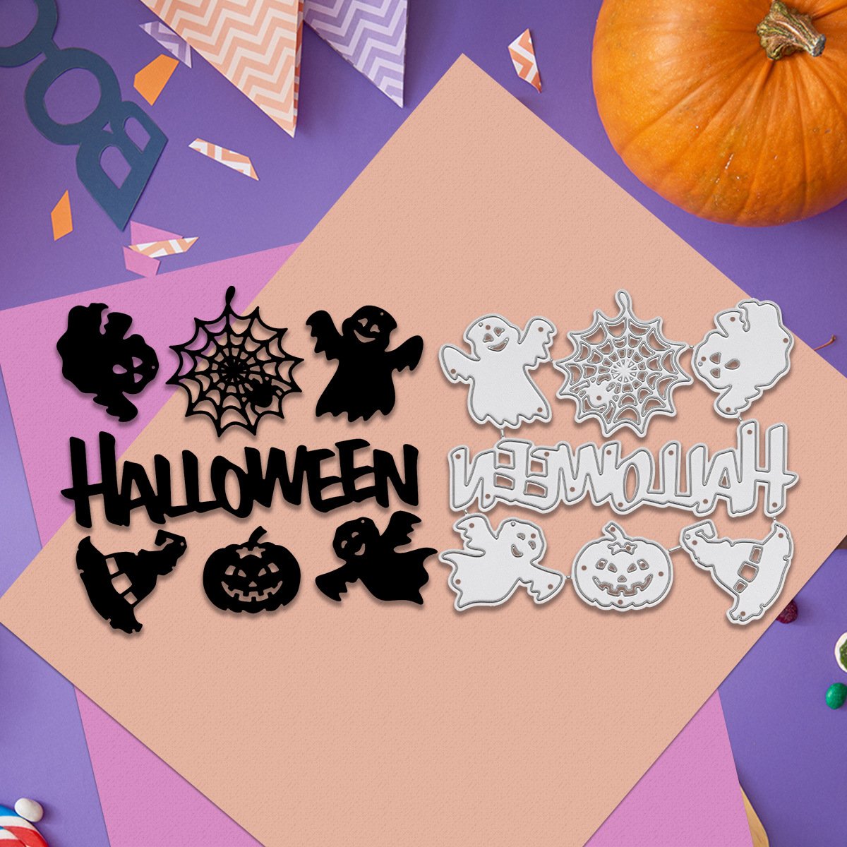 Cartoon Skeleton Halloween Dies Cutting Mini Hand Account Sticker with Carbon Steel Custom Gravure Printing Carved Technique