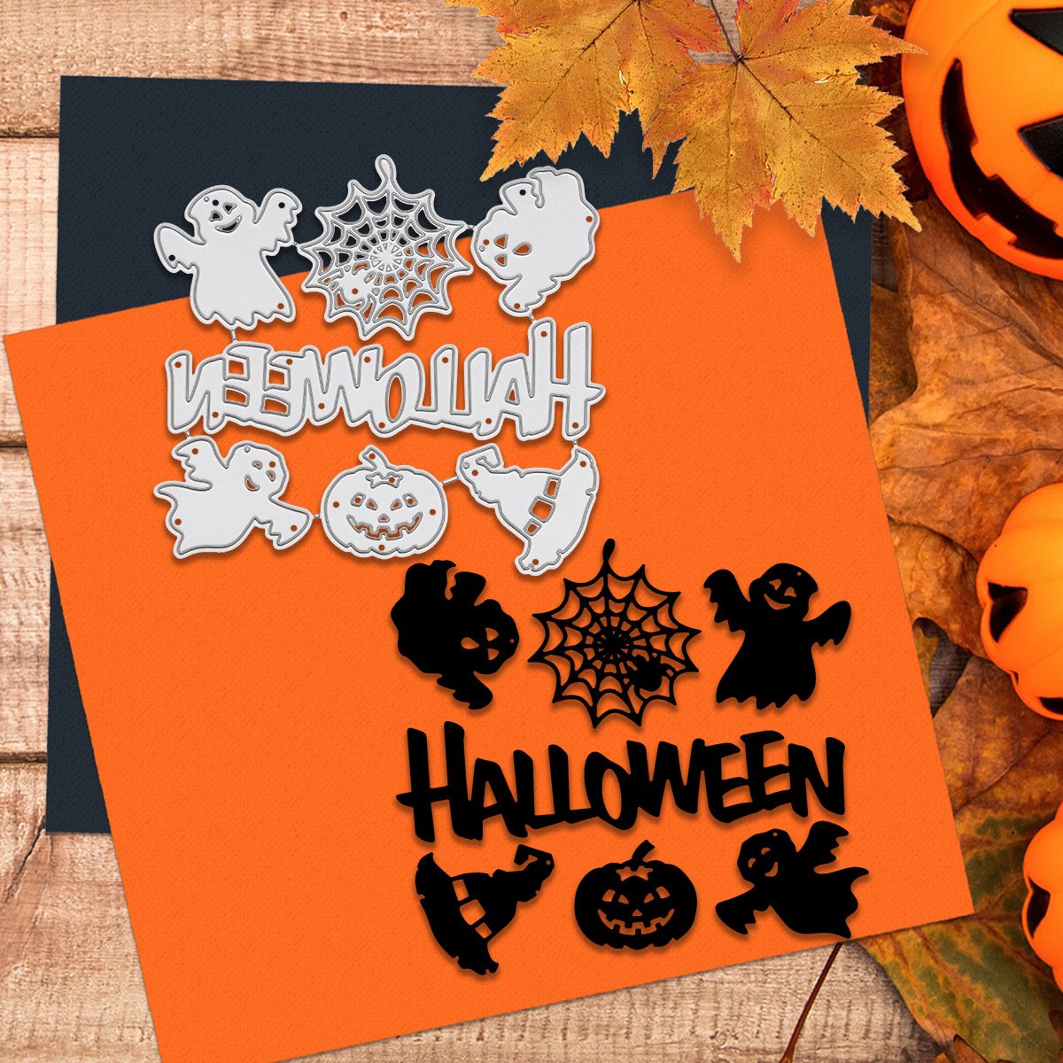 Cartoon Skeleton Halloween Dies Cutting Mini Hand Account Sticker with Carbon Steel Custom Gravure Printing Carved Technique