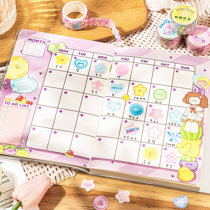 Cute Series Kawaii Hand-Painted Cartoon Art Gel Sticker Decorative Notebook Diary Tape Digital Printed Scrapbooking
