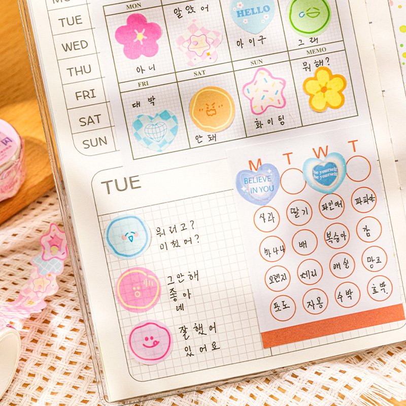 Cute Series Kawaii Hand-Painted Cartoon Art Gel Sticker Decorative Notebook Diary Tape Digital Printed Scrapbooking