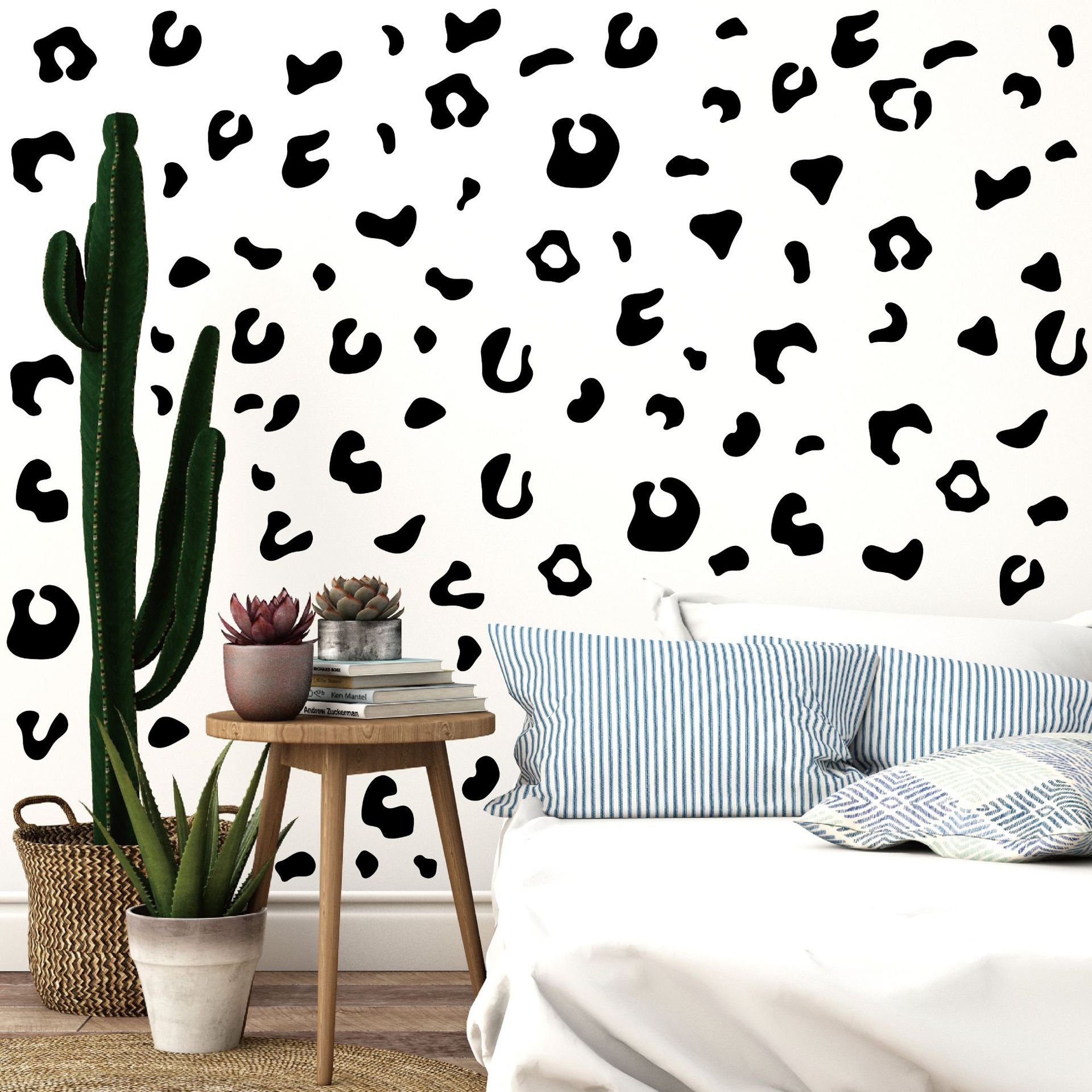 Cartoon Wall Stickers for Kids Pvc Vinyl Wall Decals Removable Black Print Waterproof Home Wall Art Decor