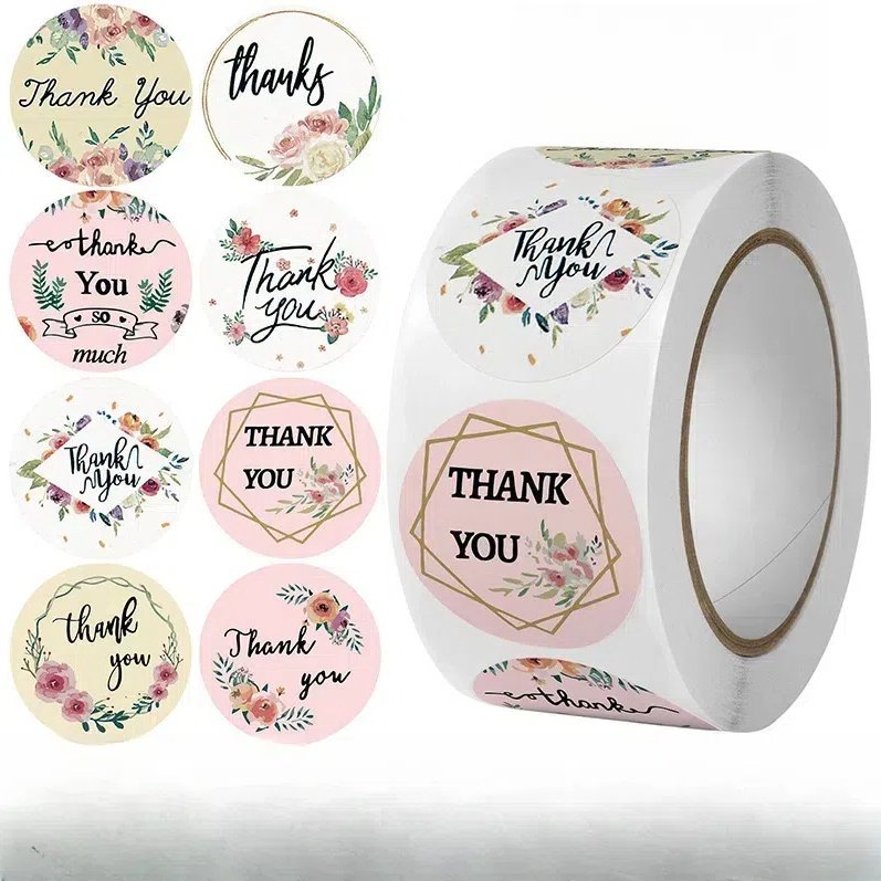 500 Pieces Wholesale 1.5 Inches Luxury Round Thankyou Label Thank You Roll Sticker For Our Small Business