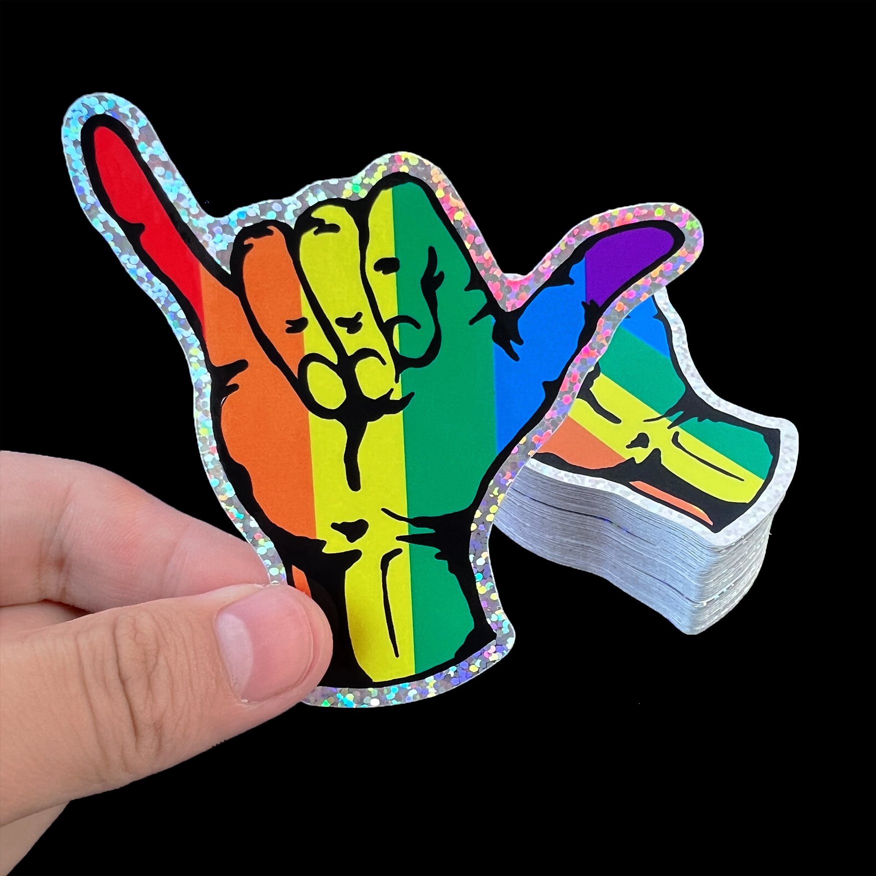 Custom Pink Hologram Stickers Label Waterproof Self Adhesive Printing Logo Vinyl Cartoon Stickers Die Cut Sticker