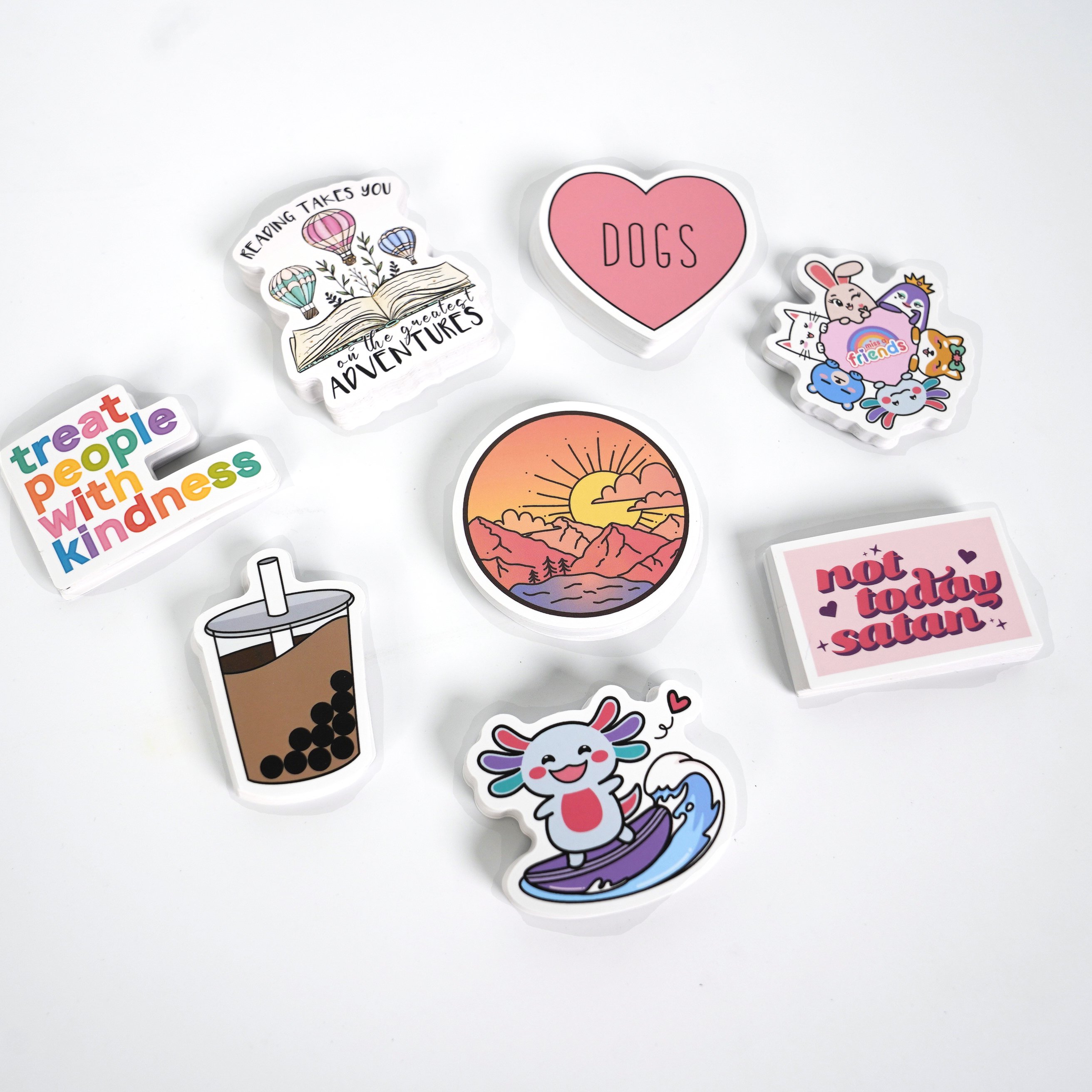 Custom Pink Hologram Stickers Label Waterproof Self Adhesive Printing Logo Vinyl Cartoon Stickers Die Cut Sticker