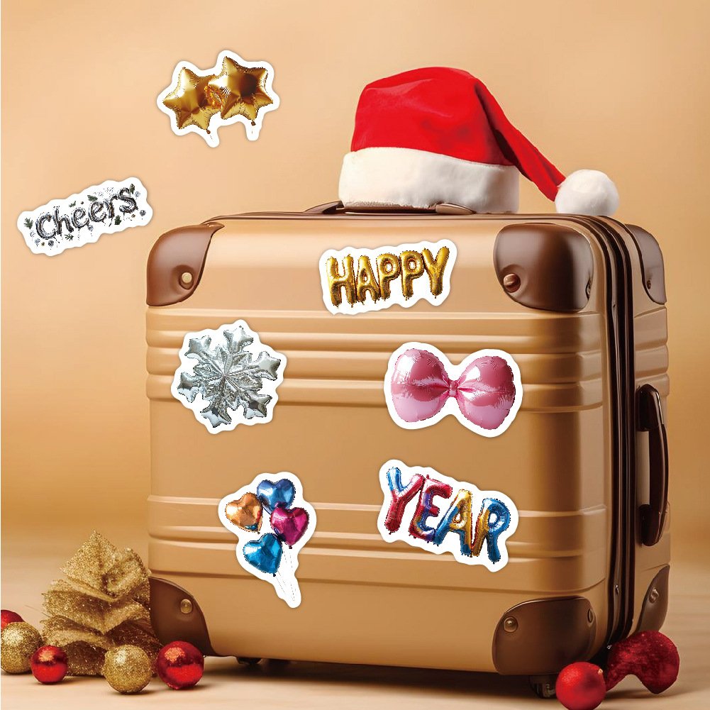 High appearance level die cut Sticker 50 balloon foil digital English New Year DIY Guitar suitcase stickers