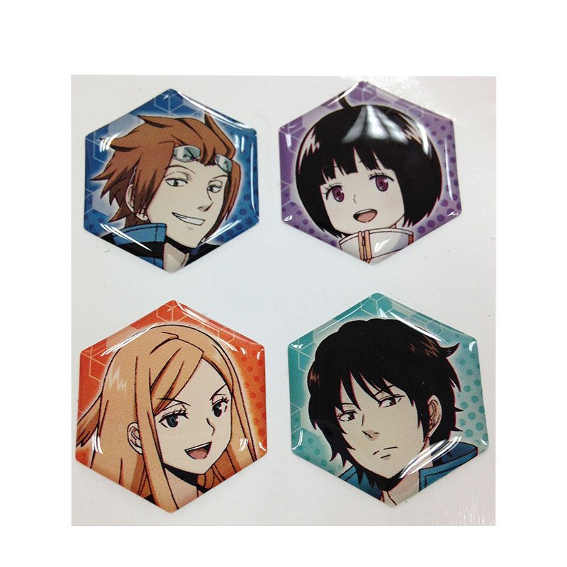 Hexagon 3D Clear Cartoon Epoxy Stickers Cute Japanese Manga Character Epoxy Resin Decals