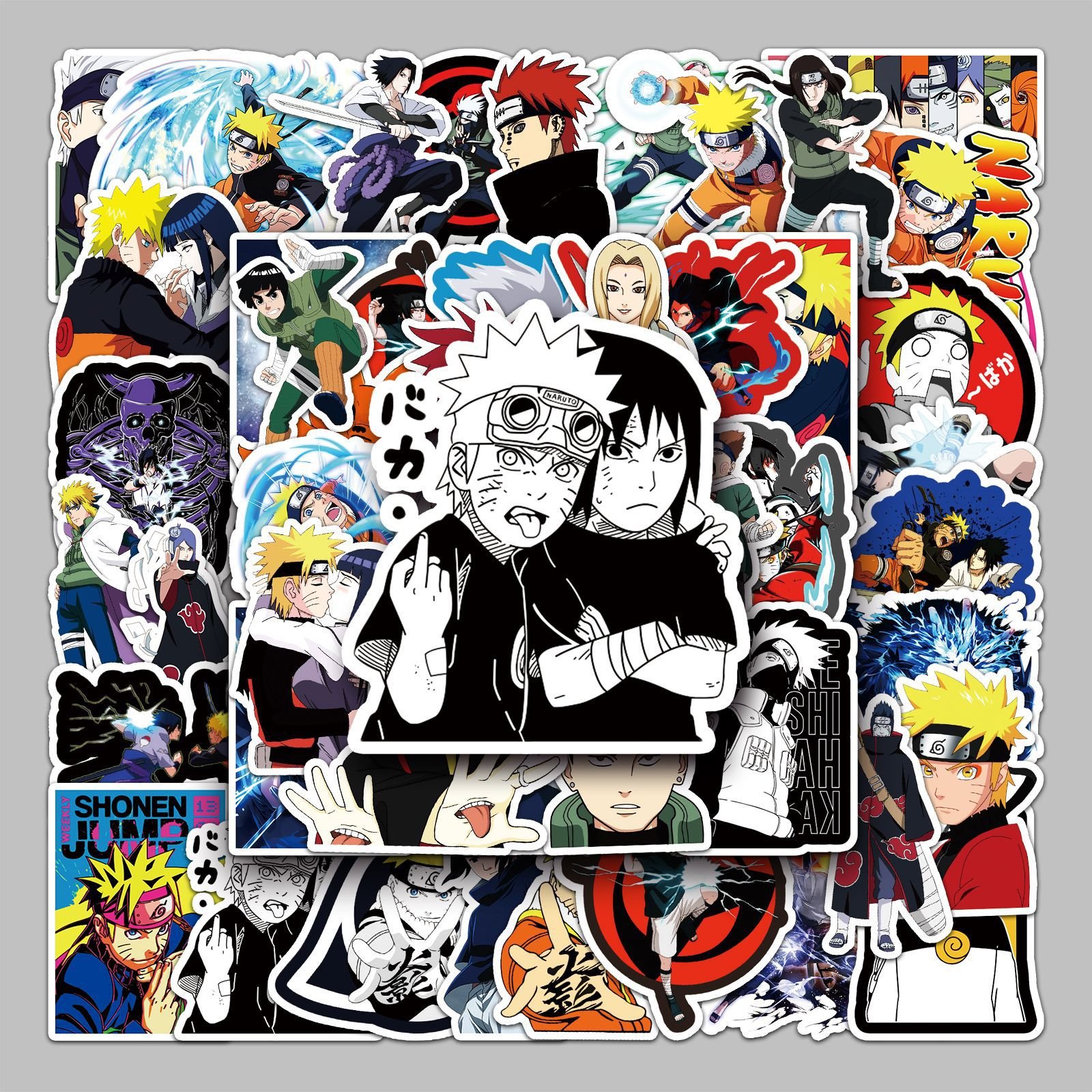 50PCS Paper Anime Sticker Set for Laptop Luggage Cartoon Waterproof Sticker Hatake Kakashi Uchiha Sasuke Gaara Stickers