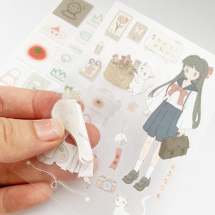 Custom Clear Transparent Sticker Sheets With White Base and Clear Backing and Poly Sleeve