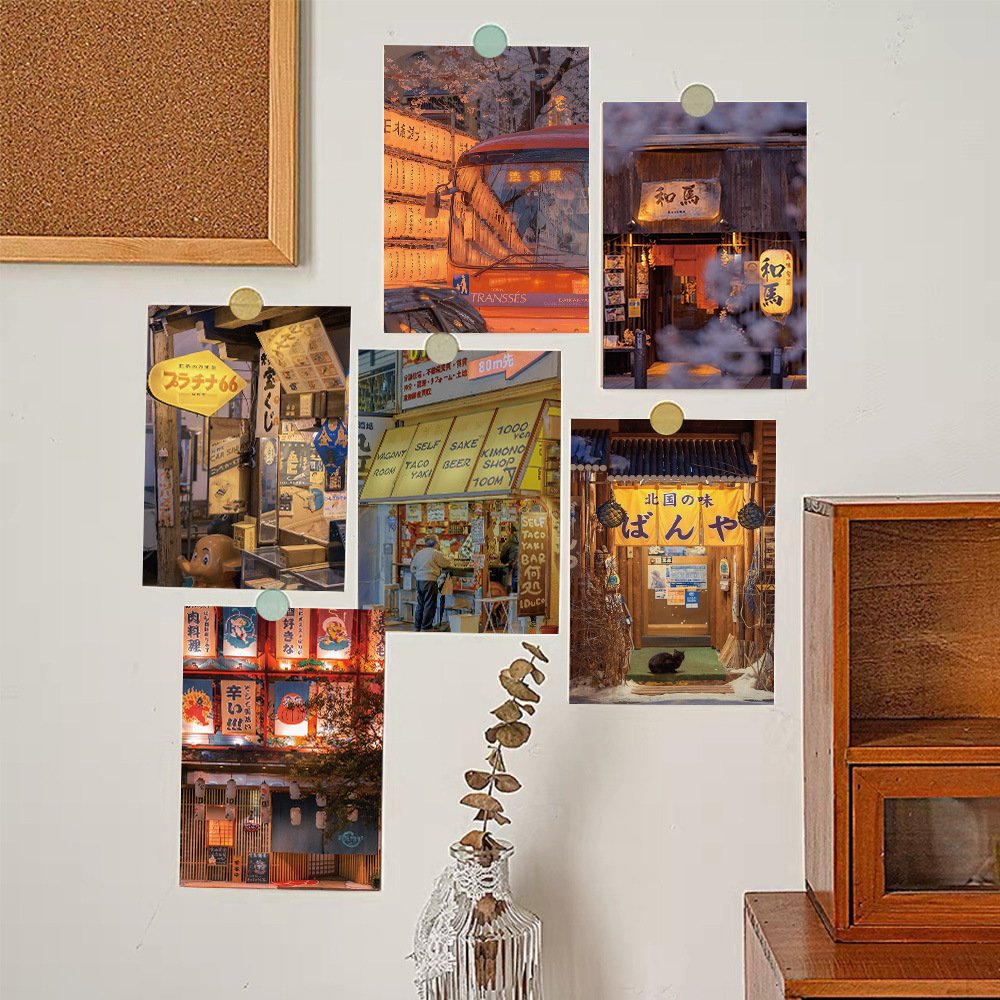 10pcs Vintage Style Japanese Izakaya Postcard Card Decoration Family Bedroom Living Room Student Desk Dormitory Wall Collage