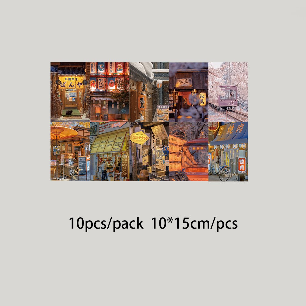 10pcs Vintage Style Japanese Izakaya Postcard Card Decoration Family Bedroom Living Room Student Desk Dormitory Wall Collage