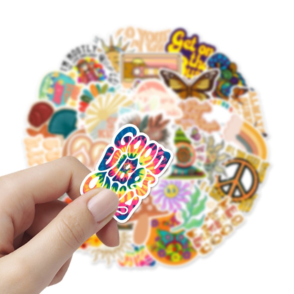 54pcs hippie graffiti stickers packs for Cross border cartoon watercolor sea creature Decorate water bottle luggage PVC