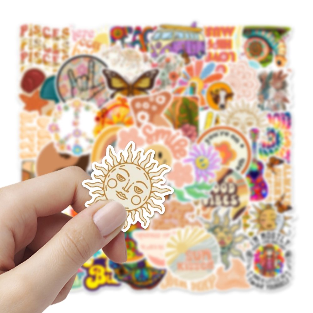 54pcs hippie graffiti stickers packs for Cross border cartoon watercolor sea creature Decorate water bottle luggage PVC